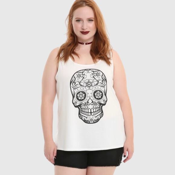 Hot Topic Sugar Skull Crochet Inset Tank Top - Picture 2 of 5